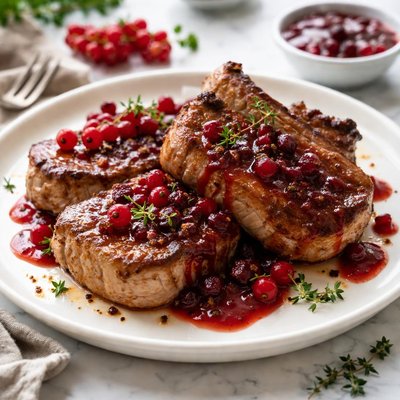 Image of Pork Chops with Tangy Red Currant Sauce