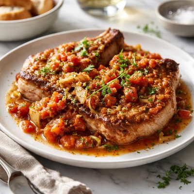 Image of Pork Chops with Tomato Fennel Sauce