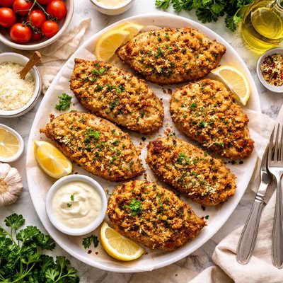 Image of Pork Cutlets with Parmesan Breadcrumb Topping