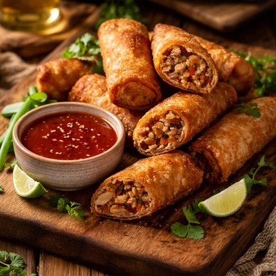 Image of Pork Egg Rolls with Sweet and Sour Sauce