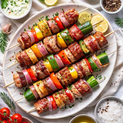 Image of Pork Fillet and Pancetta Kebabs