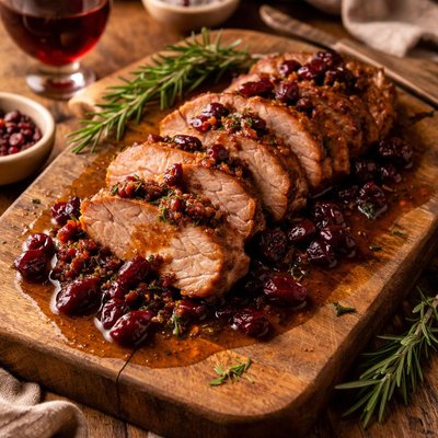 Image of Pork Fillet with Fortified Wine and Dried Cranberries