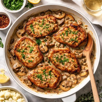Image of Pork Loin Chops in Mushroom Gravy