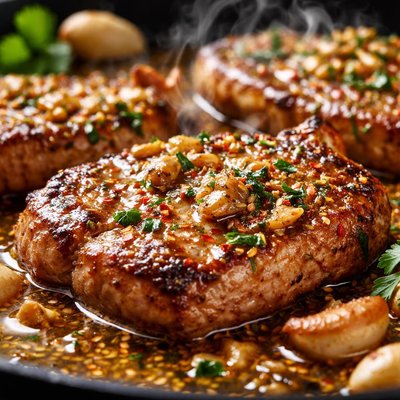 Image of Pork Loin Chops with Garlic Sauce