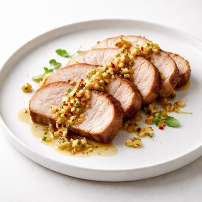 Image of Pork Loin with Roasted Garlic Vinaigrette