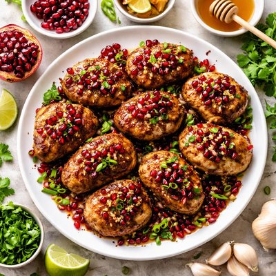 Image of Pork Medallions with Garlic Ginger Pomegranate Sauce
