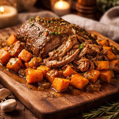Image of Pork Roast Over Sweet Potatoes for the Crock Pot
