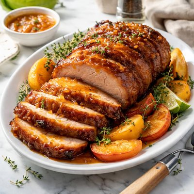 Image of Pork Roast with Ginger Peach Glaze