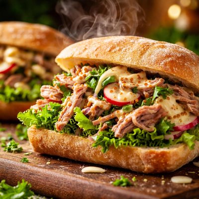 Image of Pork Salad Sandwiches with Maple Dijon Dressing