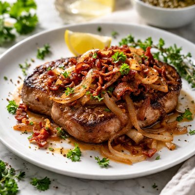 Image of Pork Steak with Onion Bacon