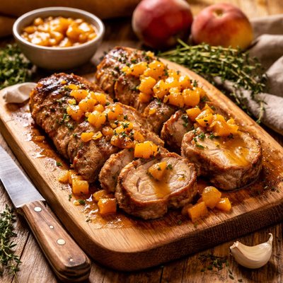 Image of Pork Tenderloin in Peach Sauce