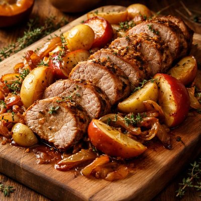 Image of Pork Tenderloin with Apples and Onions