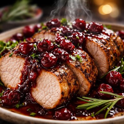Image of Pork Tenderloin with Balsamic Cranberry Sauce