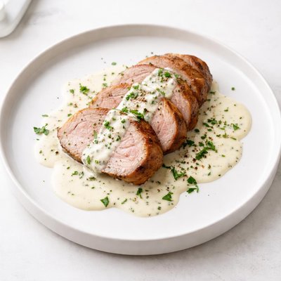 Image of Pork Tenderloin with Creamy Herb Sauce