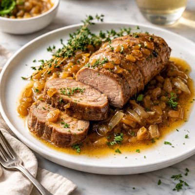 Image of Pork Tenderloin with Shallot Cider Sauce