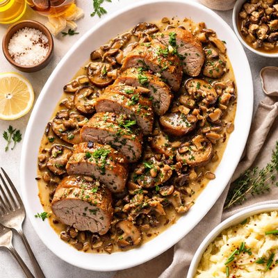 Image of Pork Tenderloin with Sherry Mushroom Sauce