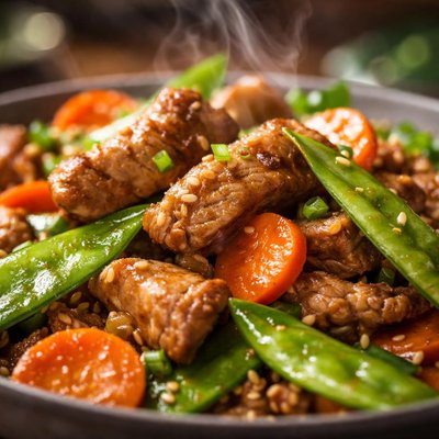 Image of Pork with Carrots and Snow Peas