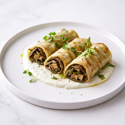 Image of Portabella and Leek Roll Ups