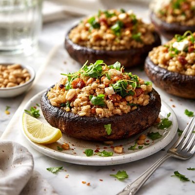 Image of Portabella Mushrooms with Barley