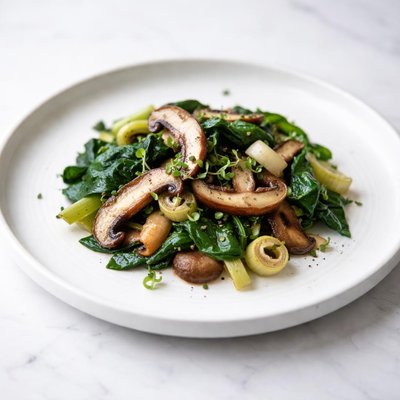 Image of Portabellas with Leeks and Spinach