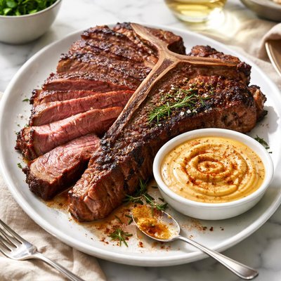 Image of Porterhouse Steak with Sauce Rouille