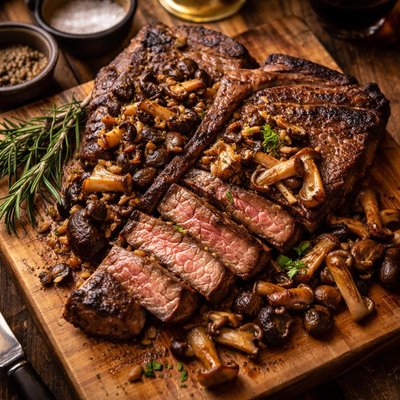 Image of Porterhouse Steak with Wild Mushrooms