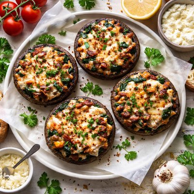 Image of Portobello Stuffed with Ricotta and Sausage