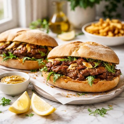 Image of Portuguese Garlic Steak Sandwiches Prego No Pao