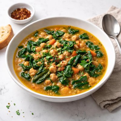 Image of Portuguese Spinach Chickpea Soup Sopa De Grao