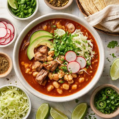 Image of Posole Mexican Soup with Pork and Hominy
