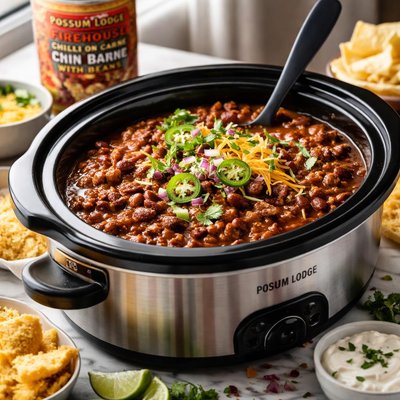 Image of Possum Lodge Firehouse Chili Con Carne with Beans Crock Pot