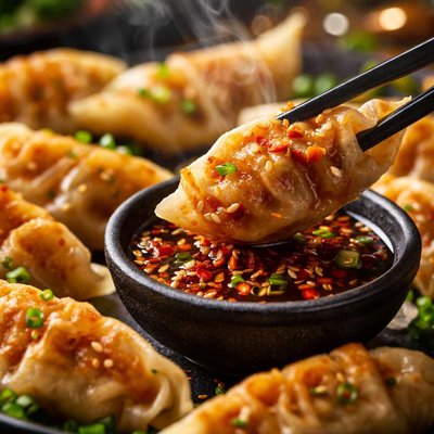 Image of Pot Stickers with Spicy Dipping Sauce