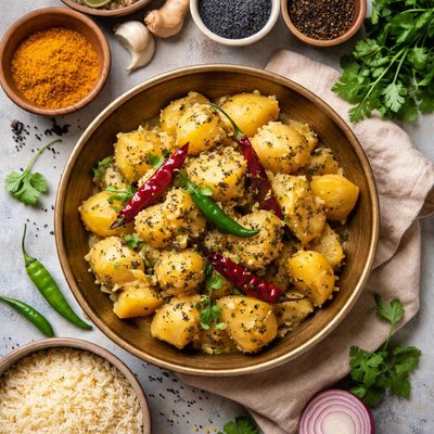 Image of Potato Aloo Posto a Bengali Indian Vegetarian Recipe