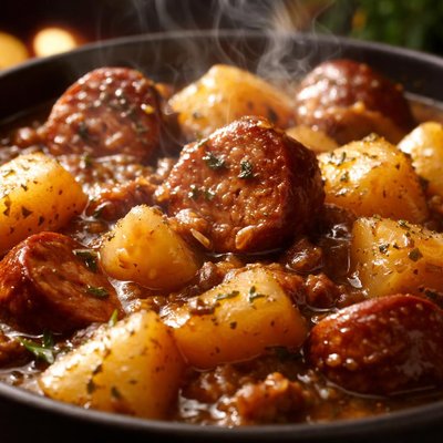 Image of Potato and Sausage in Gravy
