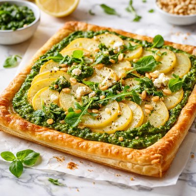 Image of Potato and Spinach Pesto Tart