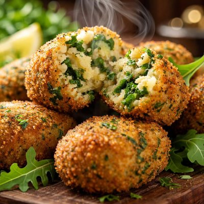 Image of Potato Arugula Rocket or Spinach Croquettes