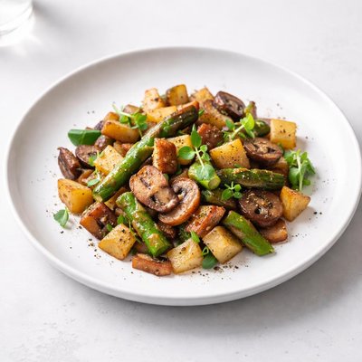 Image of Potato Asparagus and Mushroom Hash