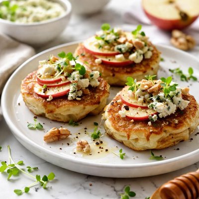 Image of Potato Cakes with Blue Cheese and Apples