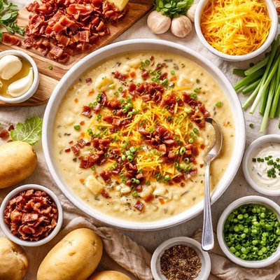 Image of Potato Cheese and Bacon Soup