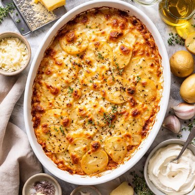 Image of Potato Gratin with Gruyere Cheese and Creme Fraiche