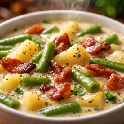 Image of Potato Green Bean and Bacon Chowder