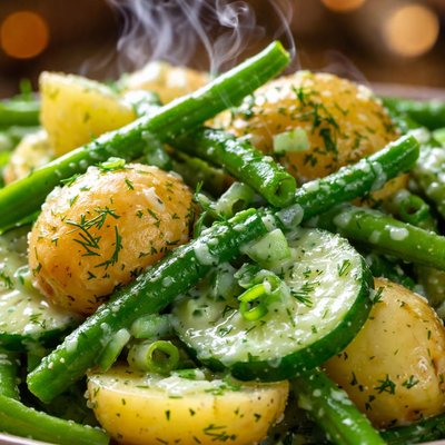 Image of Potato Green Bean Salad with Cucumber Dressing