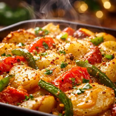Image of Potato Green Pepper Tomato Gratin