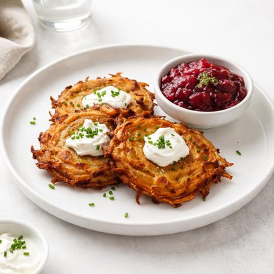 Image of Potato Latkes with Optional Cranberry Applesauce