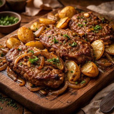 Image of Potato Onion Pork Chops