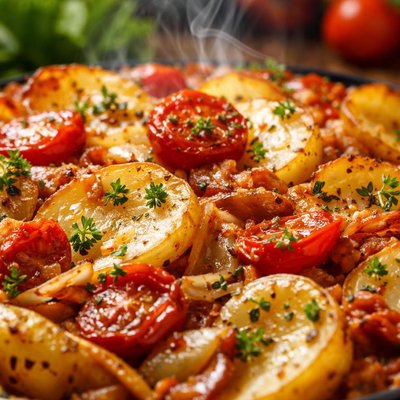 Image of Potato Onion Tomato Bake