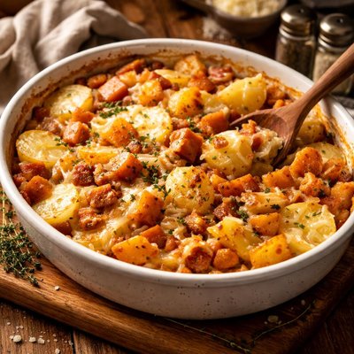 Image of Potato Pumpkin and Ham Bake