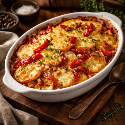 Image of Potato Roasted Red Pepper Dauphinois