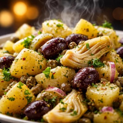 Image of Potato Salad with Capers Kalamata Olives and Artichoke Hearts