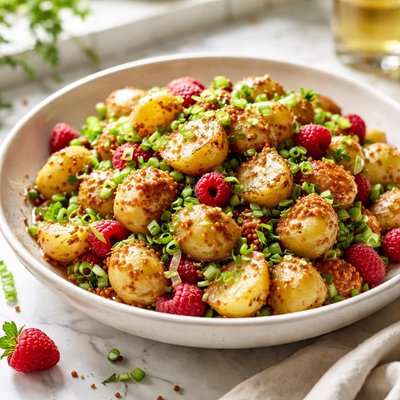 Image of Potato Salad with Green Onion and Mustard Raspberry Vinaigrett